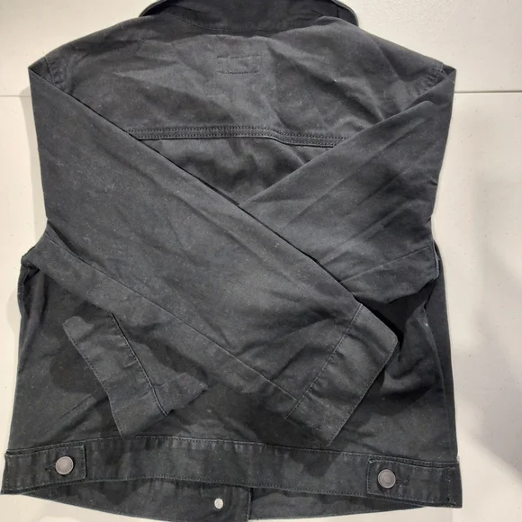 Woman Black Denim Jacket Talla S Hecho En Indonesia 97%cotton 3%spandex - Picture 5 of 7